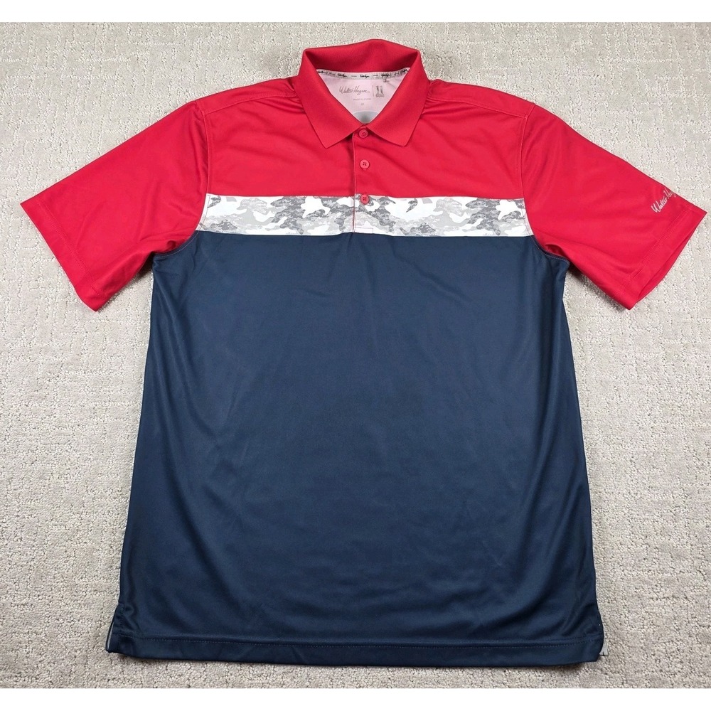 Walter Hagen USA Men's Medium Golf Performance Polo Shirt Red White‎ Blue Camo
